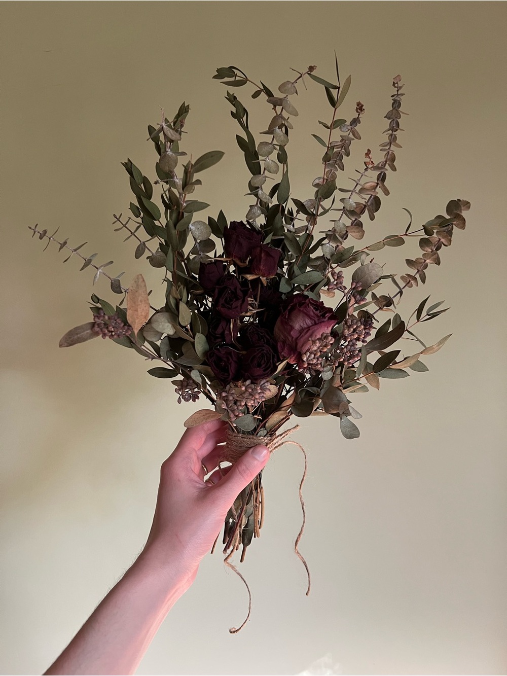 Violet Garden Bouquet, Hand Crafted Dried Flowers, Rustic Cottagecore Decor